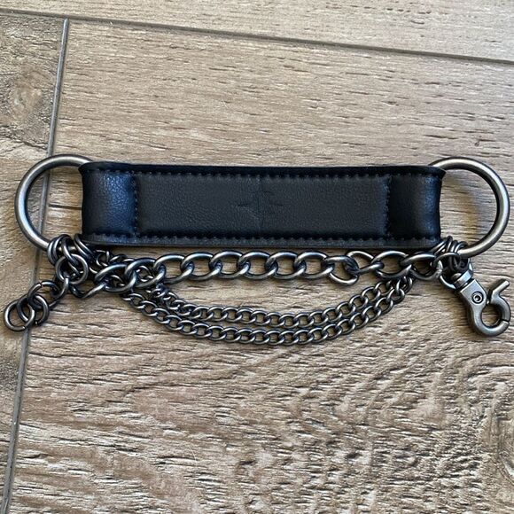 Dolls Kill Darker Wavs Obsession Box Exclusive Black Vegan Leather Cuff w Chains - Picture 5 of 5